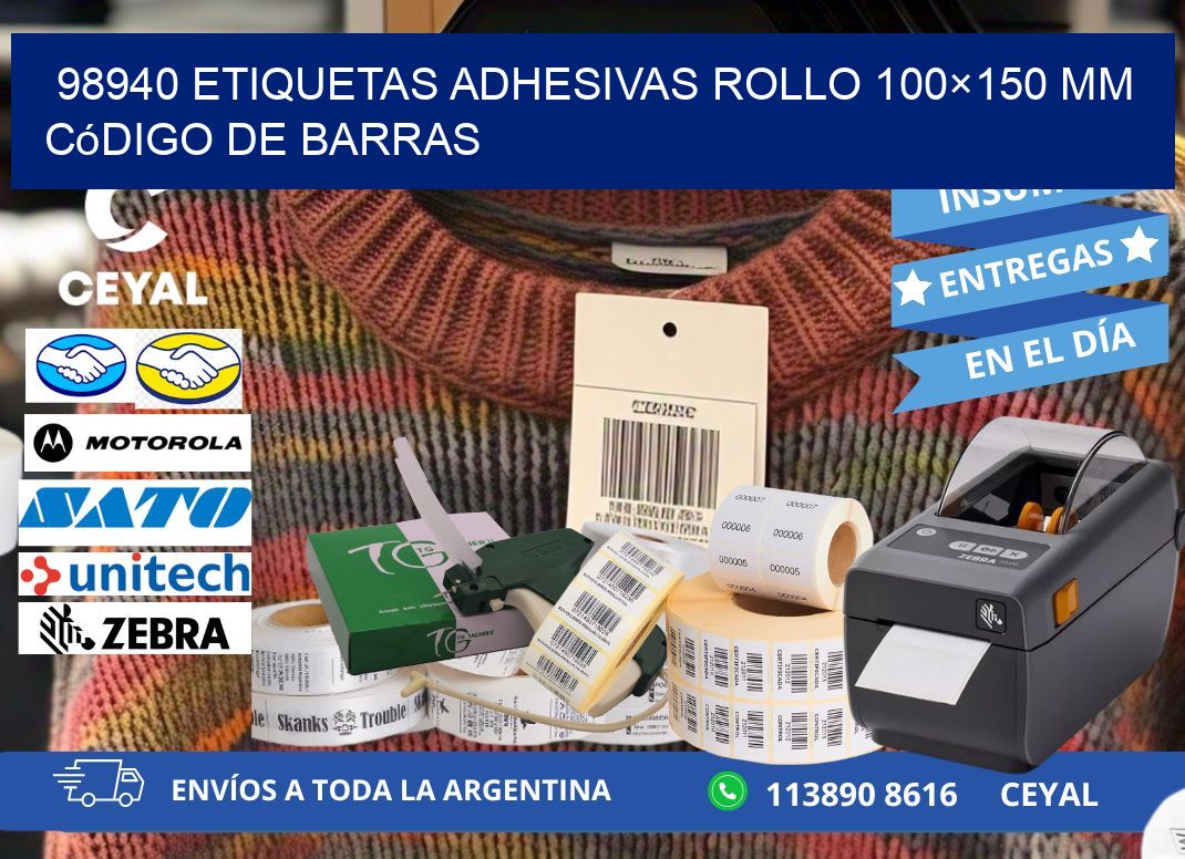 98940 etiquetas adhesivas rollo 100×150 mm código de barras