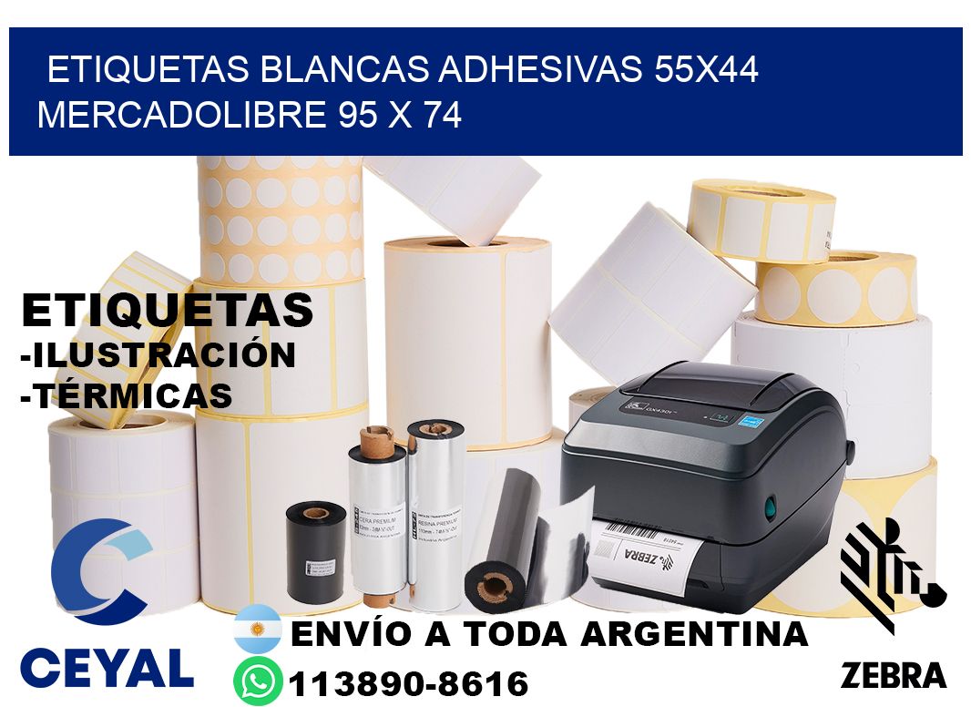 etiquetas blancas adhesivas 55x44 mercadolibre 95 x 74