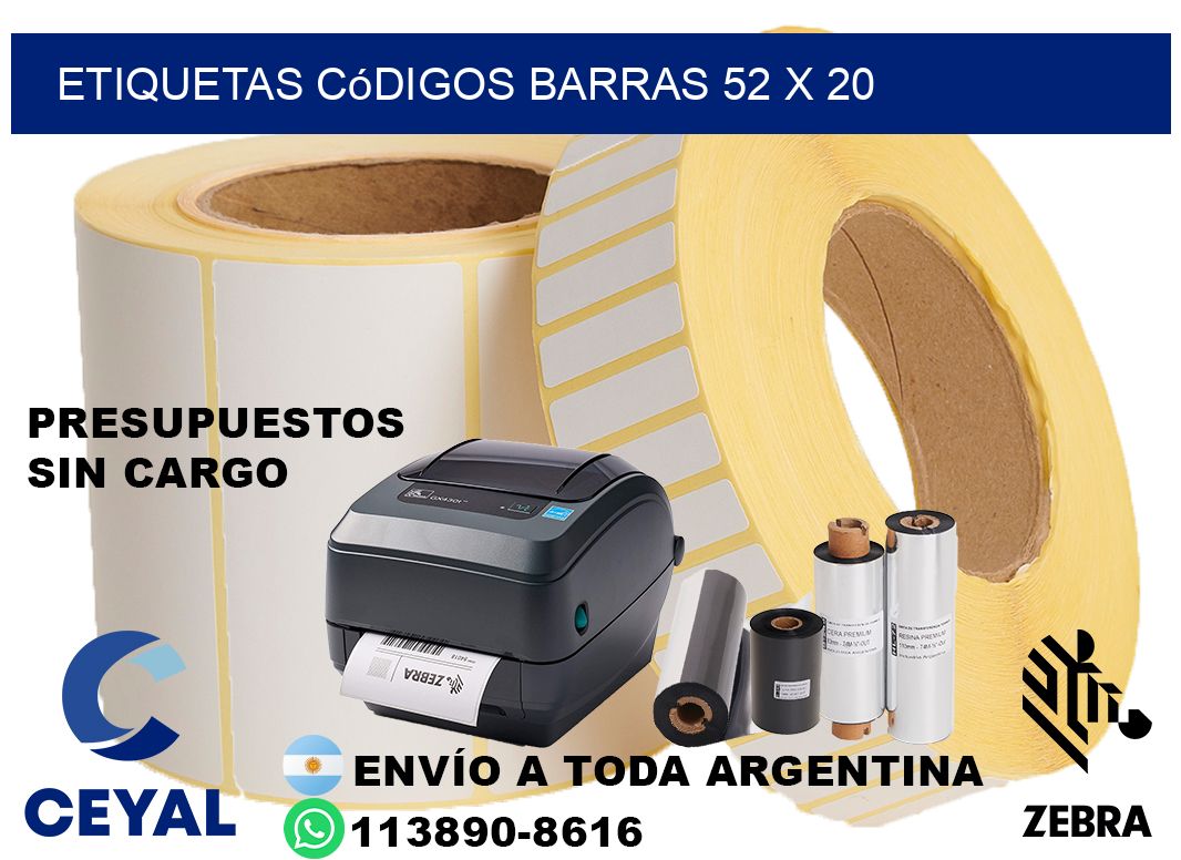 etiquetas códigos barras 52 x 20