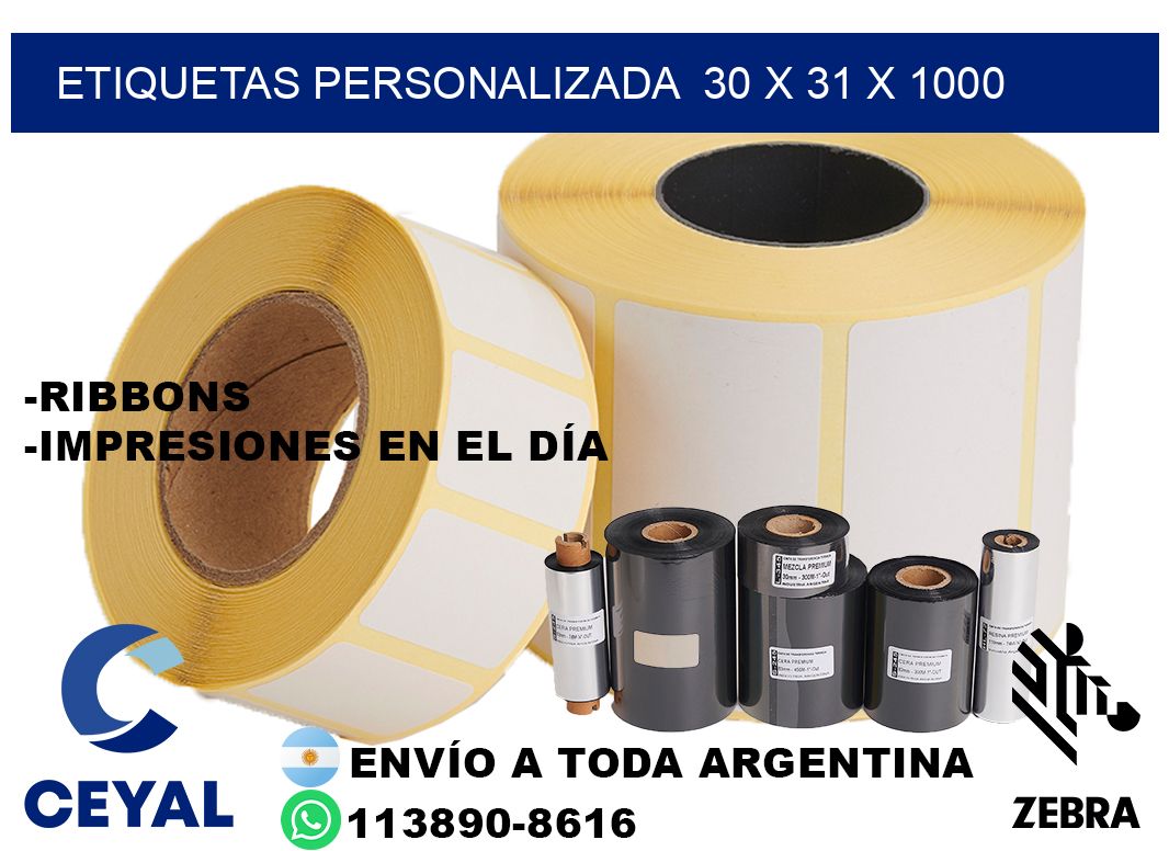 etiquetas personalizada  30 x 31 x 1000