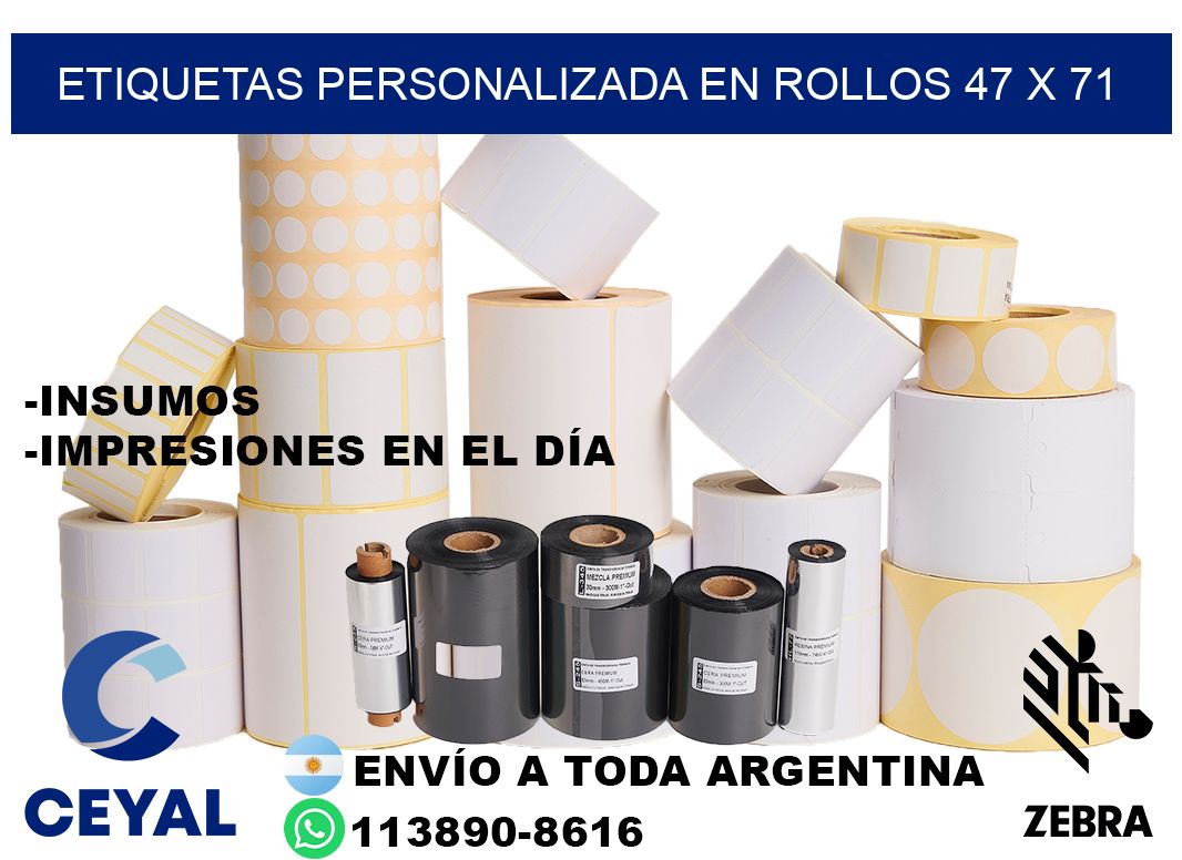etiquetas personalizada en rollos 47 x 71