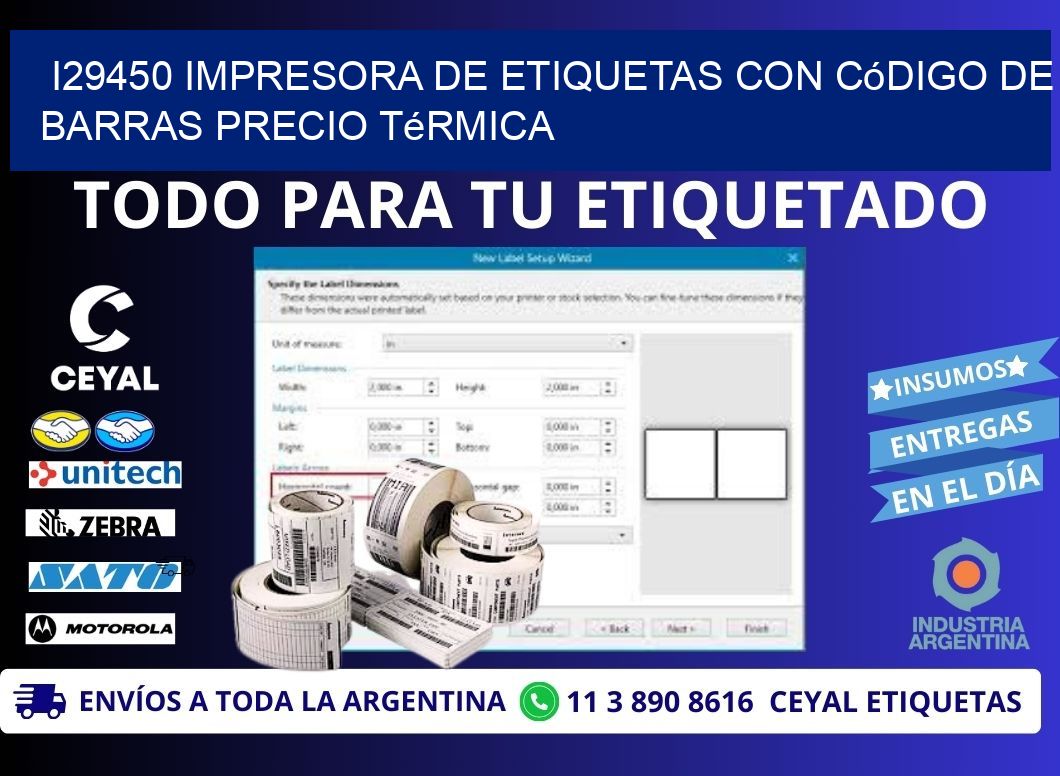 i29450 impresora de etiquetas con código de barras precio térmica