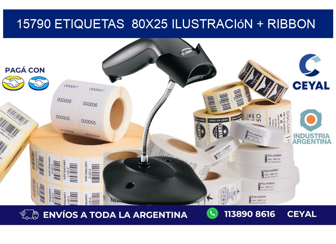 15790 etiquetas  80x25 ilustración + ribbon