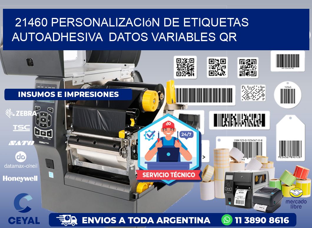 21460 Personalización de etiquetas autoadhesiva  datos variables QR