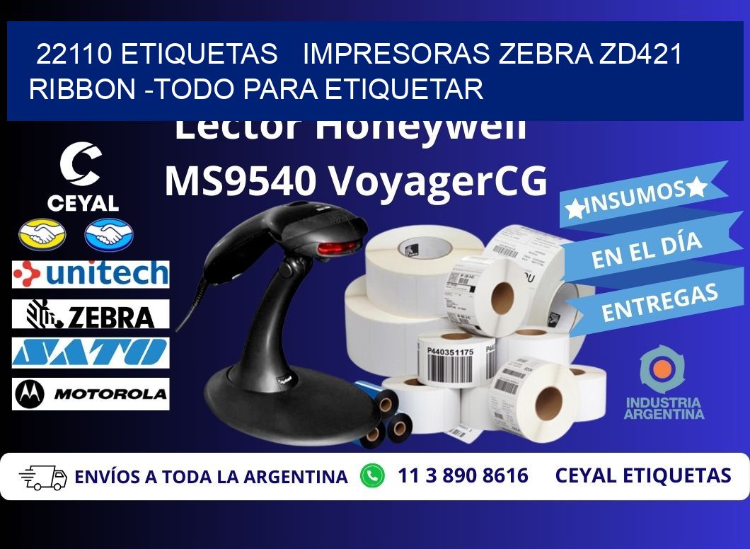 22110 etiquetas   impresoras zebra zd421 ribbon -Todo para Etiquetar