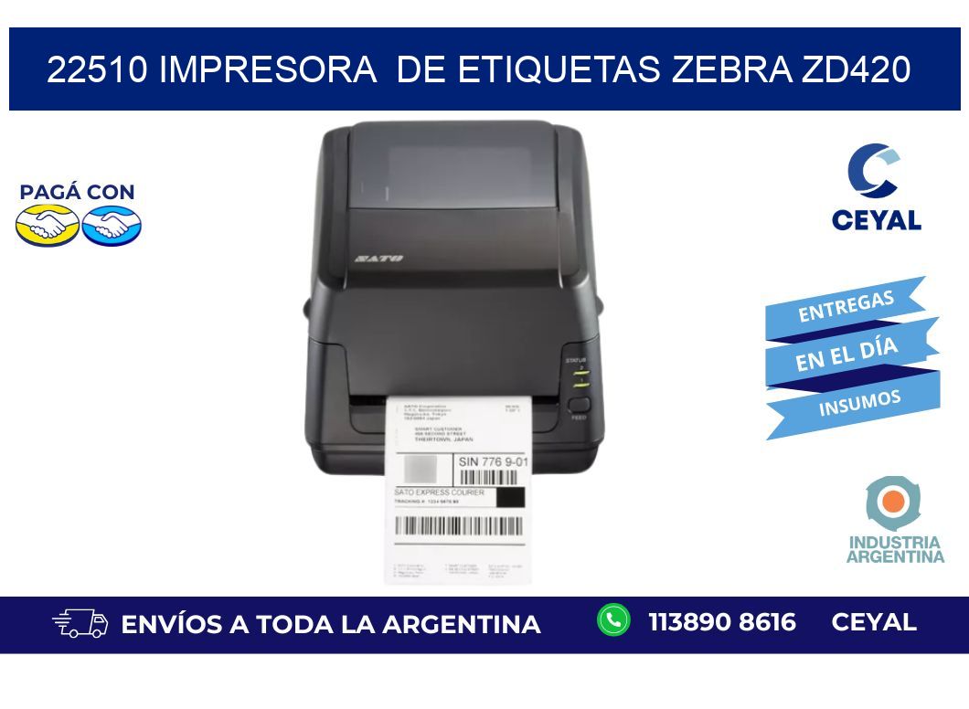 22510 impresora de etiquetas Zebra ZD420