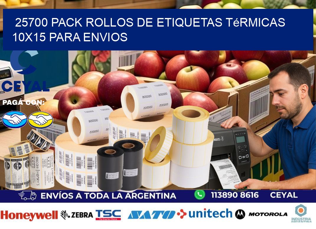 25700 pack rollos de etiquetas térmicas 10x15 para Envios