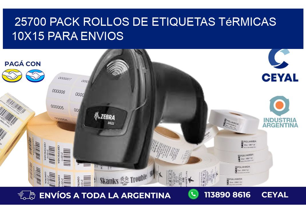 25700 pack rollos de etiquetas térmicas 10x15 para Envios