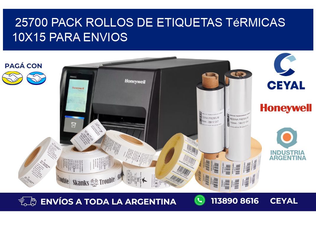 25700 pack rollos de etiquetas térmicas 10x15 para Envios