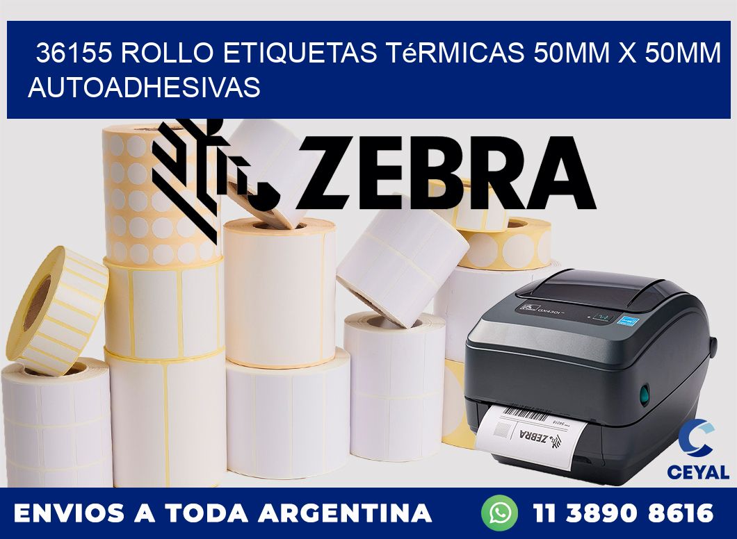 36155 Rollo Etiquetas Térmicas 50mm X 50mm Autoadhesivas