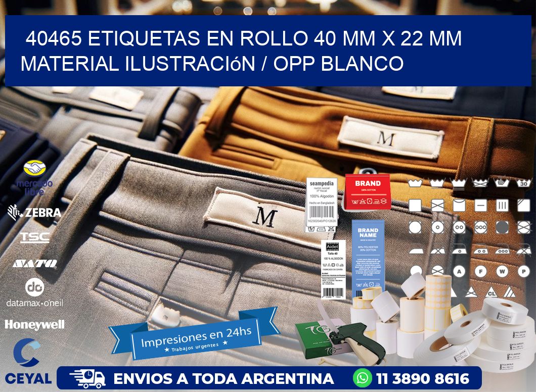 40465 Etiquetas en rollo 40 mm x 22 mm material Ilustración / OPP Blanco