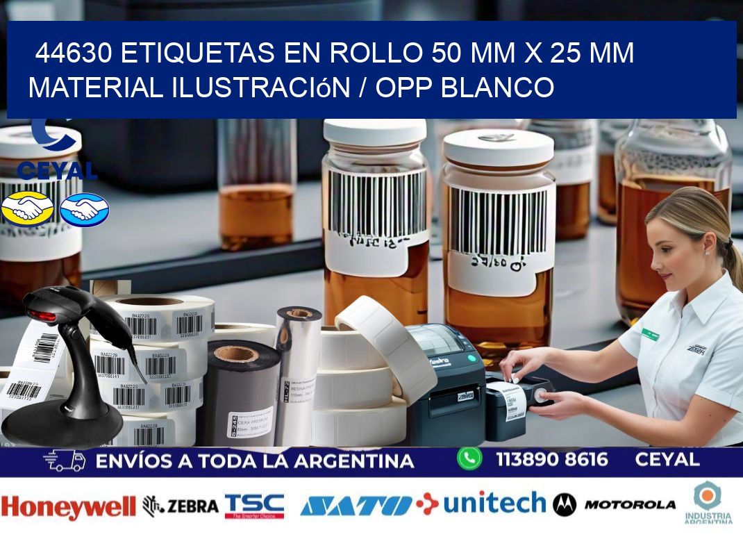44630 Etiquetas en rollo 50 mm x 25 mm material Ilustración / OPP Blanco