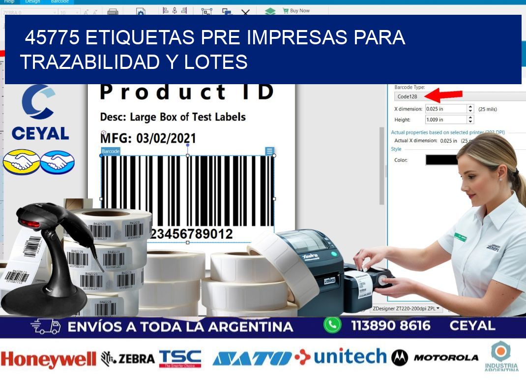 45775 etiquetas pre impresas para trazabilidad y lotes