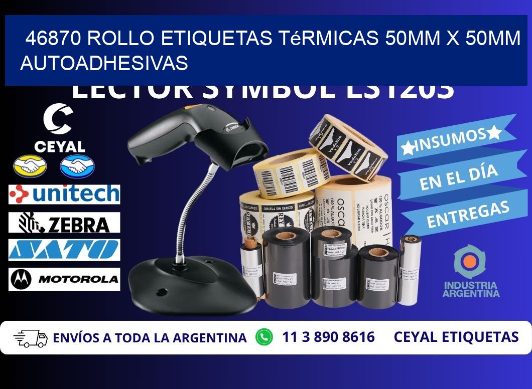 46870 Rollo Etiquetas Térmicas 50mm X 50mm Autoadhesivas