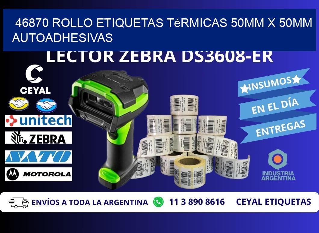46870 Rollo Etiquetas Térmicas 50mm X 50mm Autoadhesivas