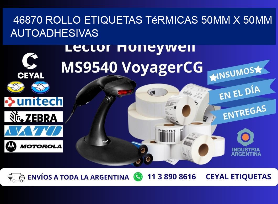 46870 Rollo Etiquetas Térmicas 50mm X 50mm Autoadhesivas