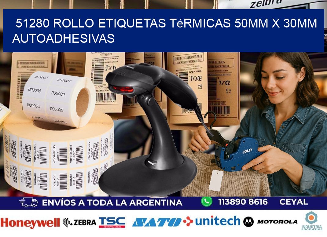 51280 Rollo Etiquetas Térmicas 50mm X 30mm Autoadhesivas