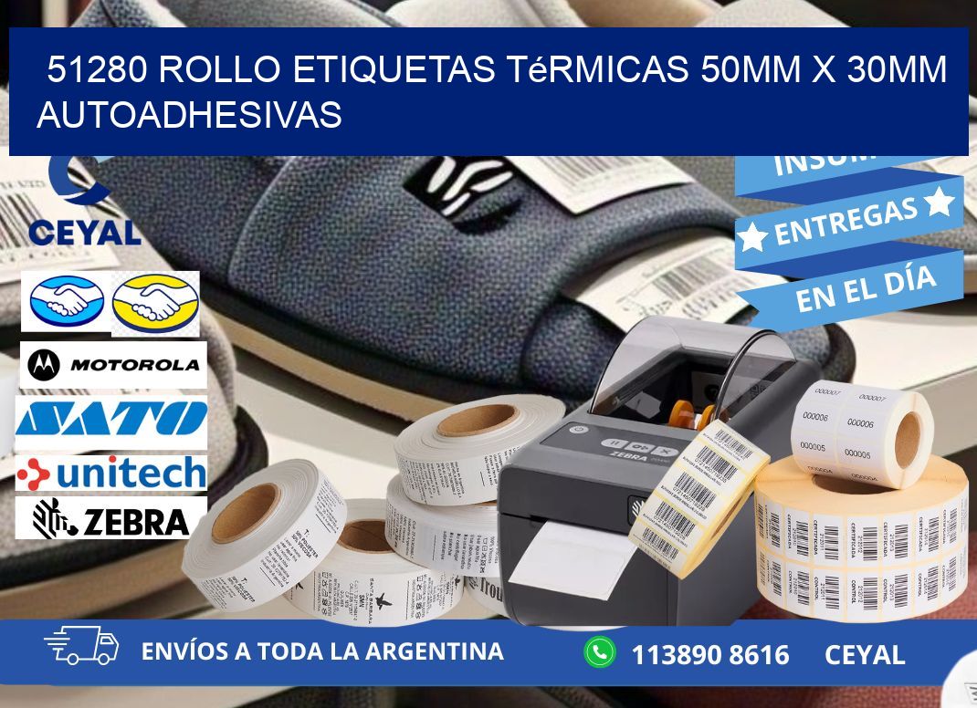 51280 Rollo Etiquetas Térmicas 50mm X 30mm Autoadhesivas