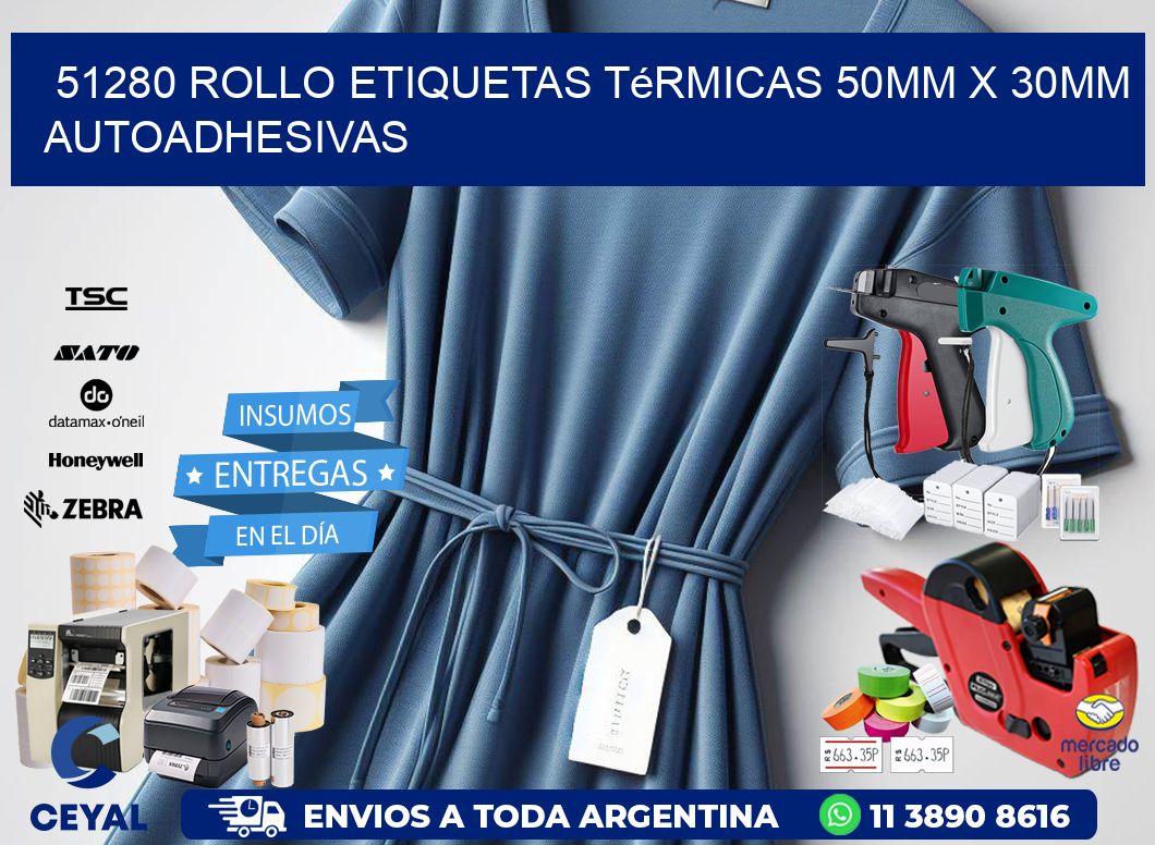 51280 Rollo Etiquetas Térmicas 50mm X 30mm Autoadhesivas