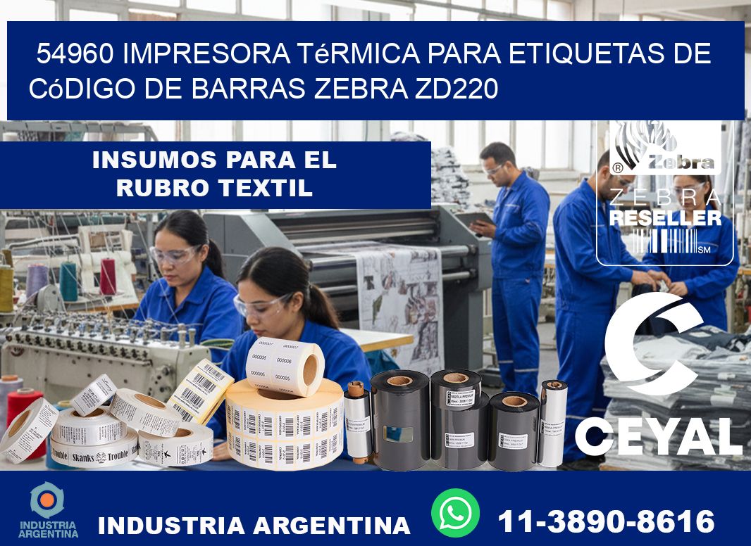54960 impresora térmica para etiquetas de código de barras Zebra ZD220
