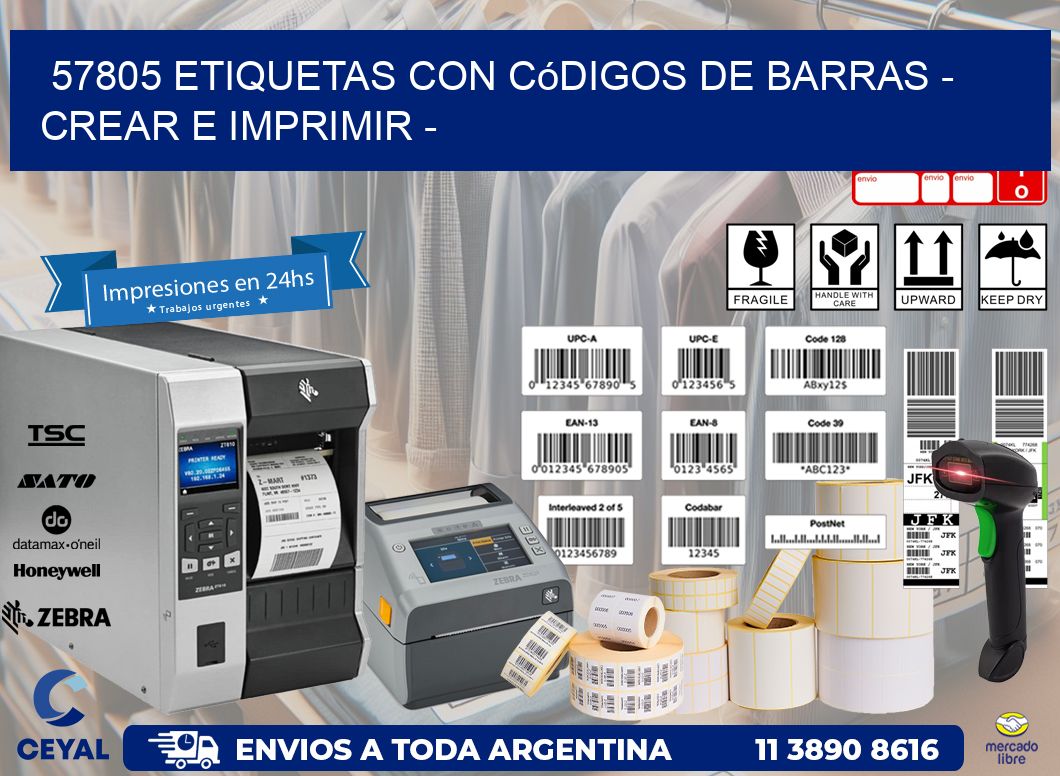 57805 etiquetas con códigos de barras - Crear e imprimir -