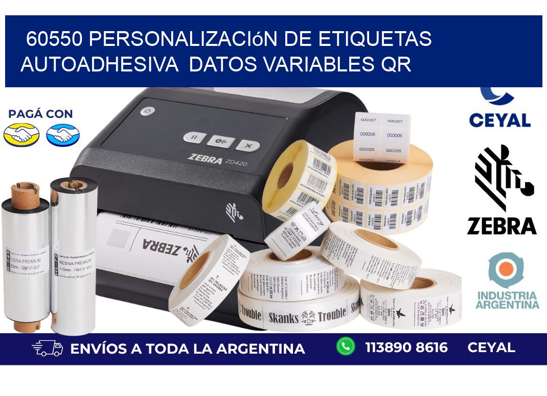 60550 Personalización de etiquetas autoadhesiva  datos variables QR