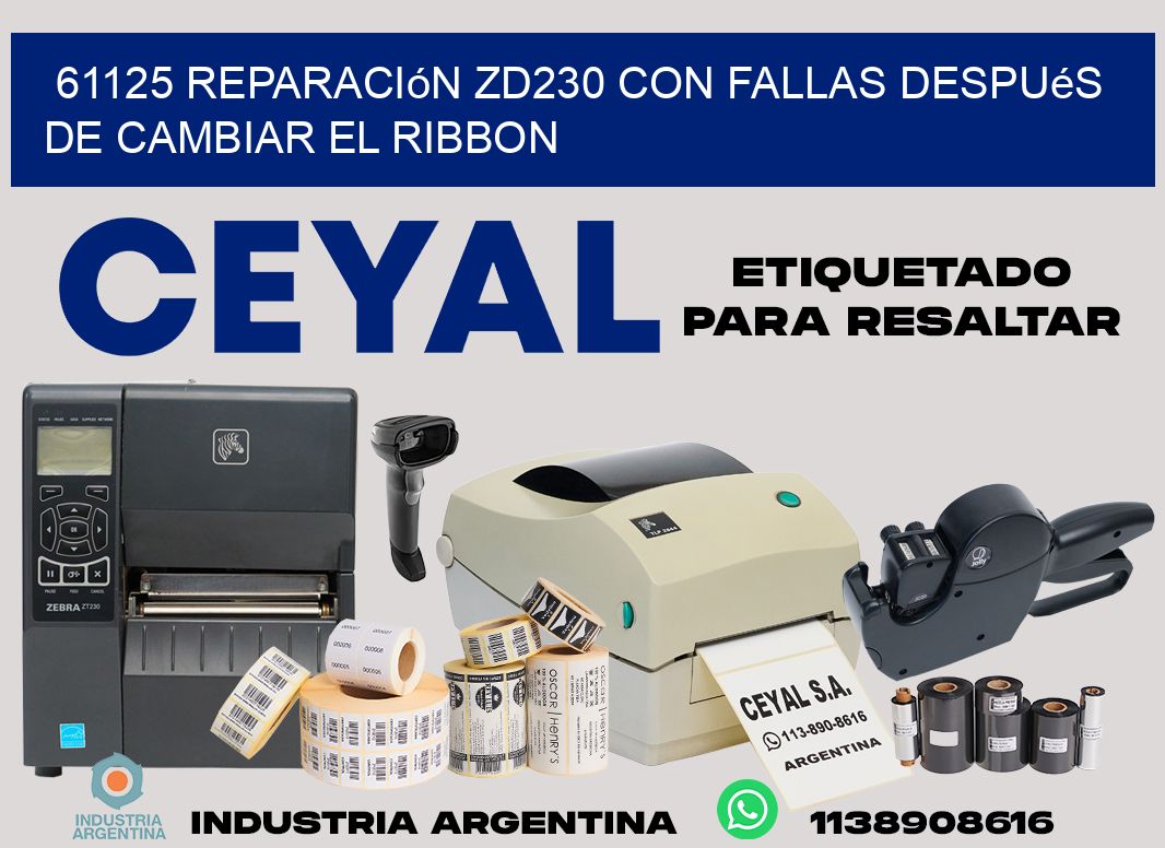 61125 reparación zd230 con fallas después de cambiar el ribbon