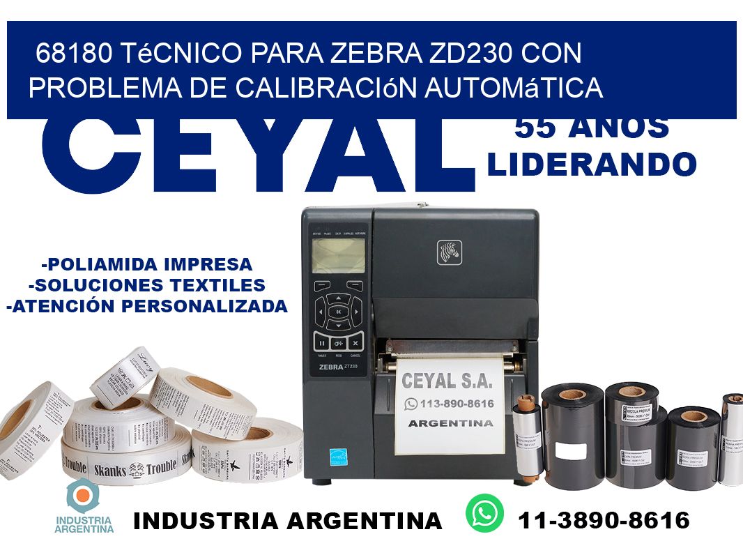 68180 técnico para zebra zd230 con problema de calibración automática
