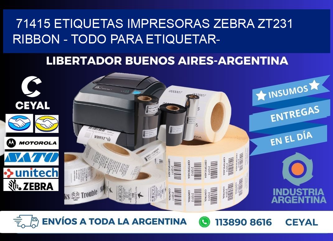71415 etiquetas impresoras zebra zt231 ribbon - Todo para Etiquetar-