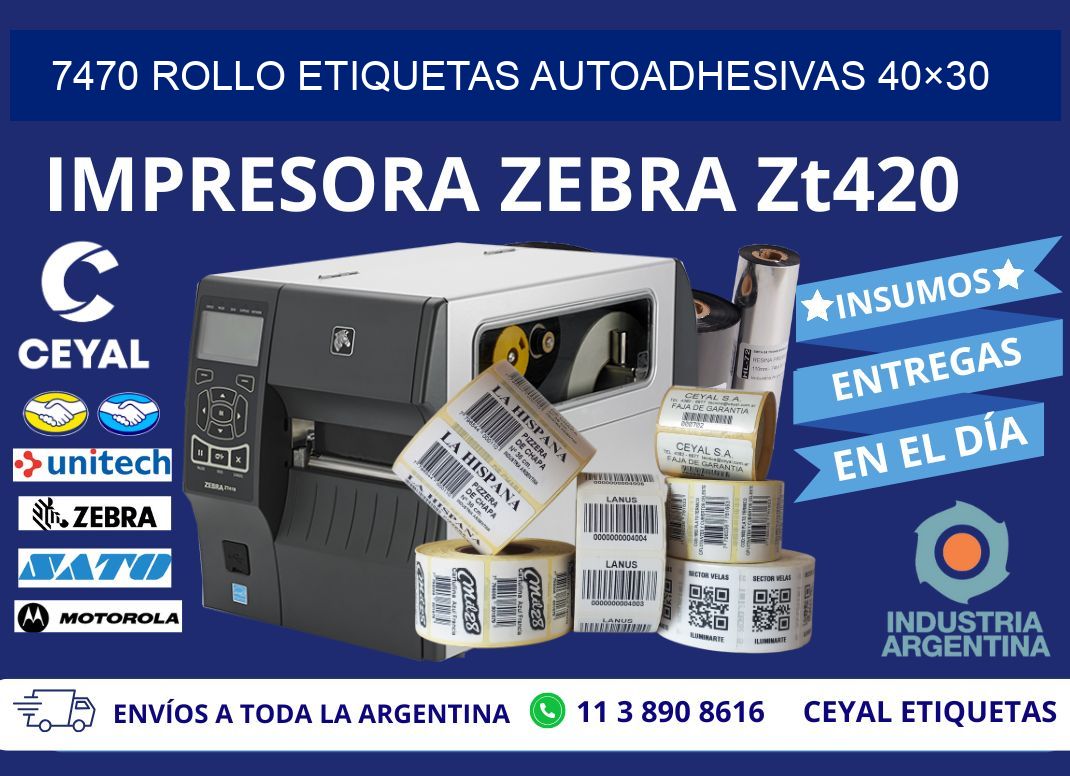 7470 Rollo Etiquetas autoadhesivas 40×30