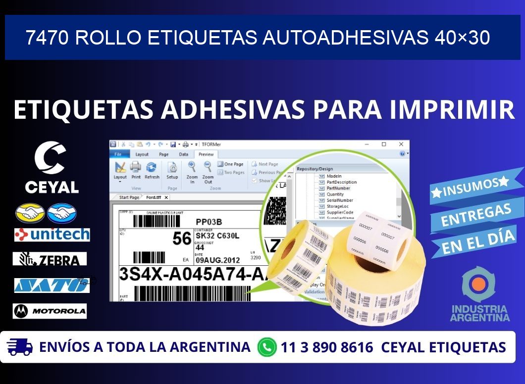 7470 Rollo Etiquetas autoadhesivas 40×30
