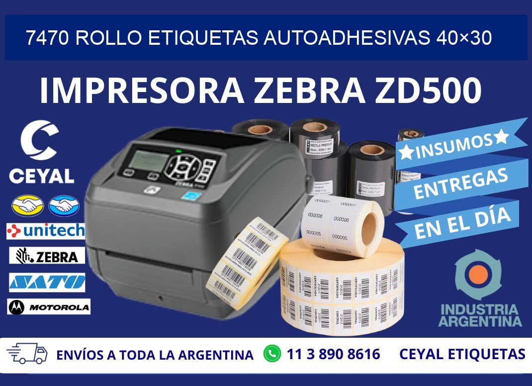 7470 Rollo Etiquetas autoadhesivas 40×30
