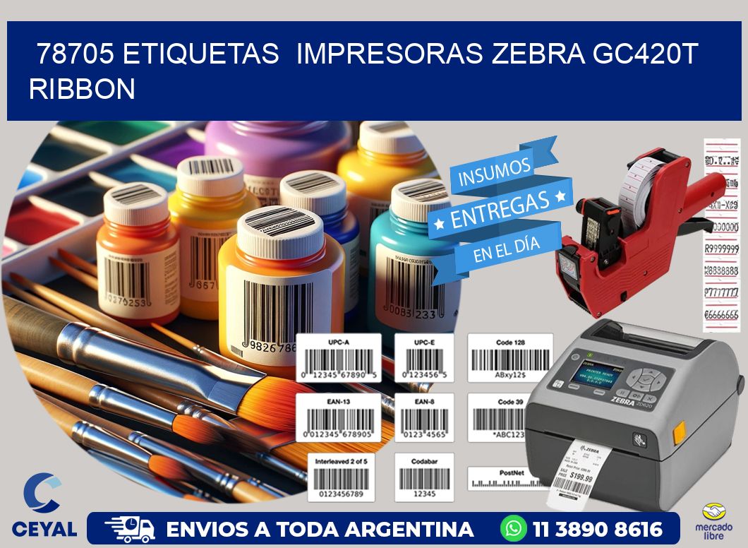 78705 etiquetas  impresoras zebra gc420t ribbon
