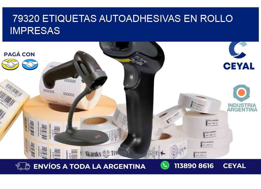 79320 Etiquetas autoadhesivas en rollo impresas