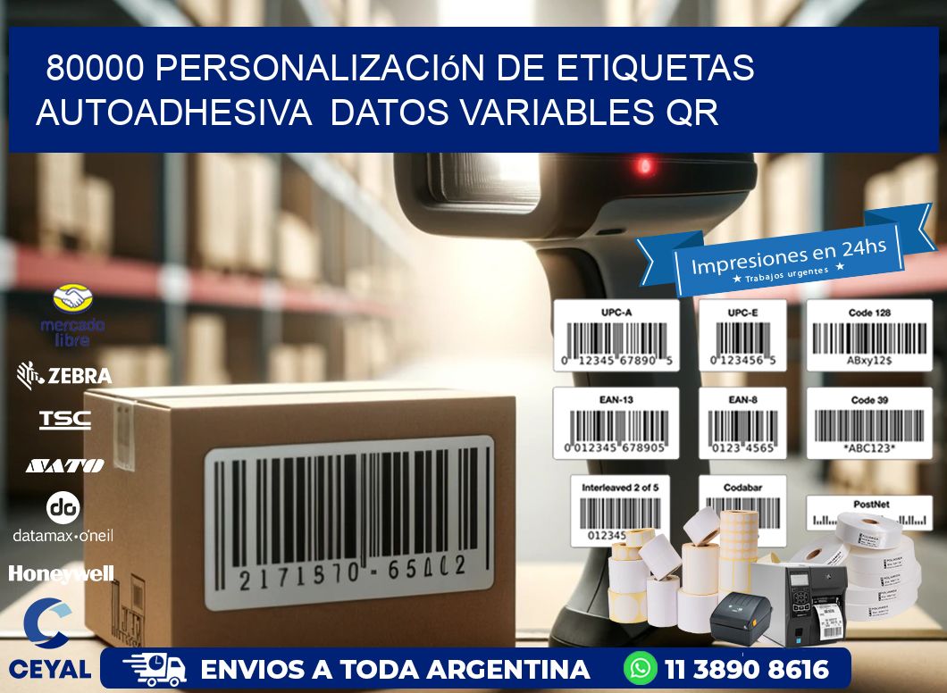 80000 Personalización de etiquetas autoadhesiva  datos variables QR
