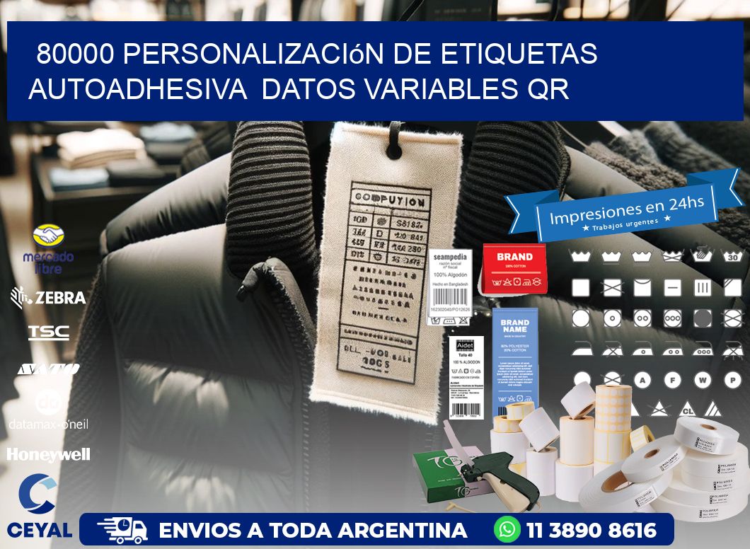 80000 Personalización de etiquetas autoadhesiva  datos variables QR