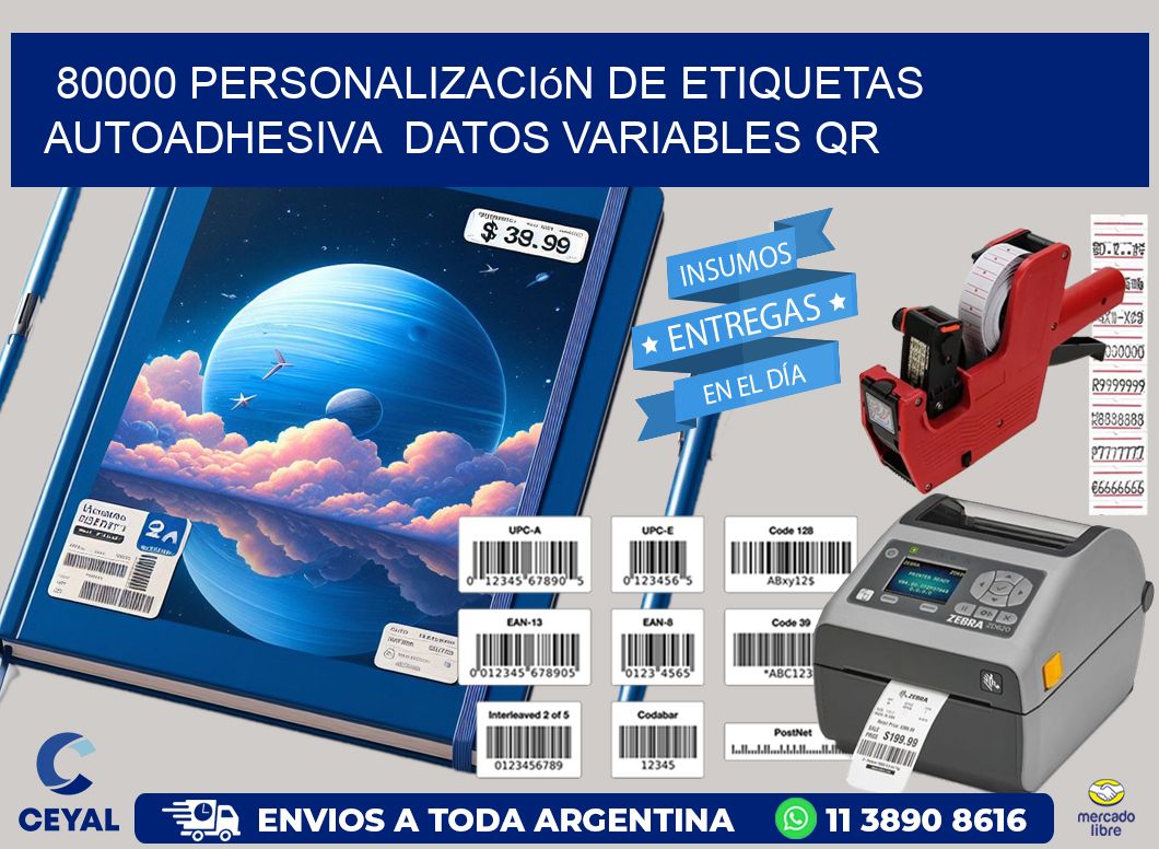 80000 Personalización de etiquetas autoadhesiva  datos variables QR