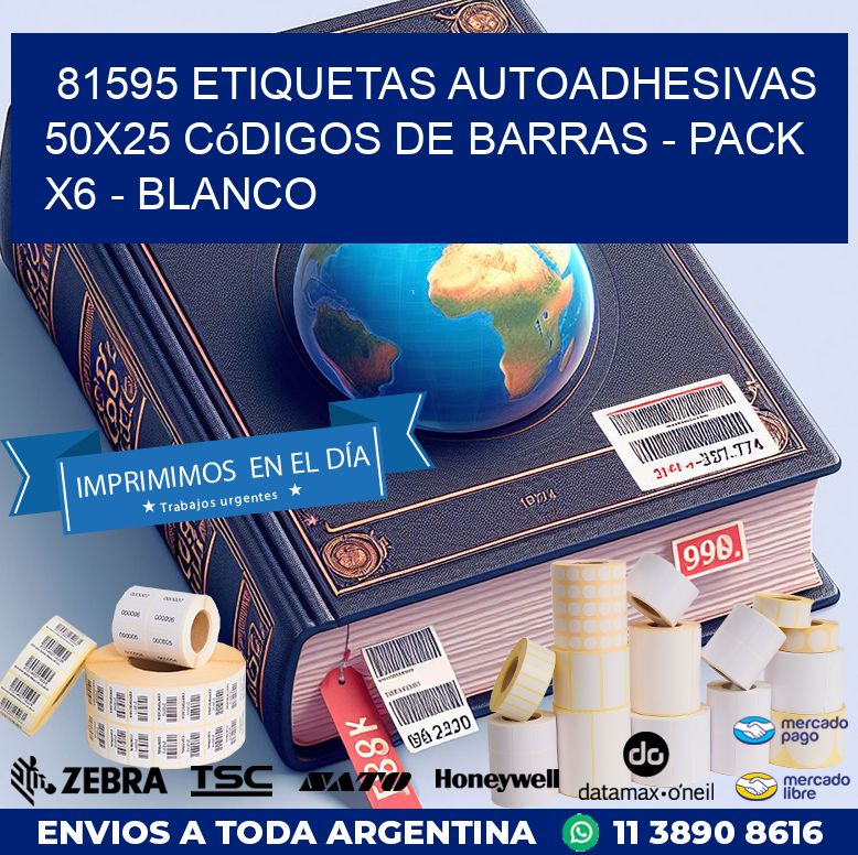 81595 Etiquetas Autoadhesivas 50x25 Códigos De Barras - Pack X6 - Blanco