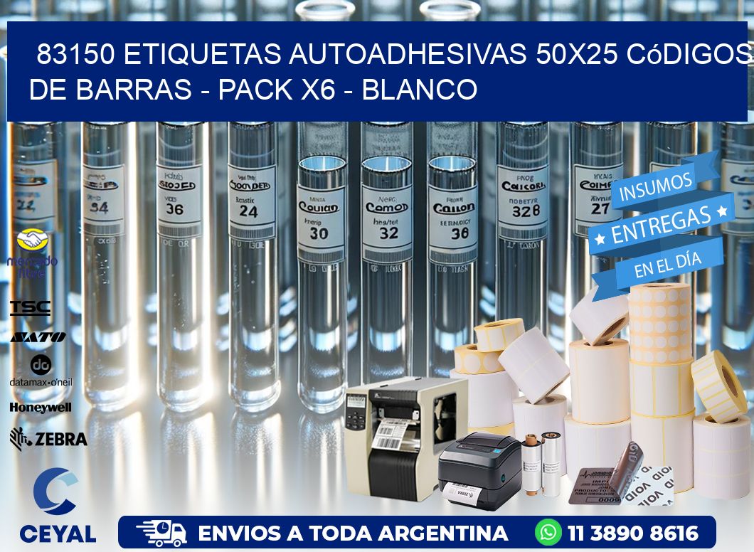 83150 Etiquetas Autoadhesivas 50×25 Códigos De Barras – Pack X6 – Blanco