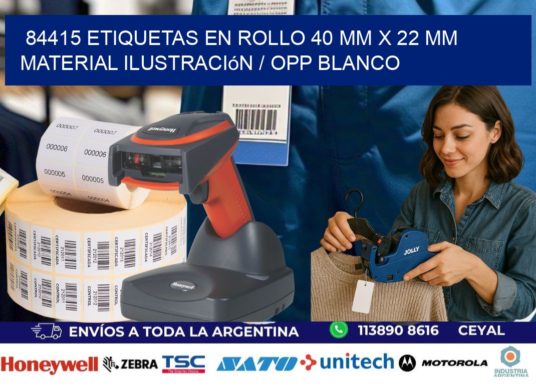 84415 Etiquetas en rollo 40 mm x 22 mm material Ilustración / OPP Blanco