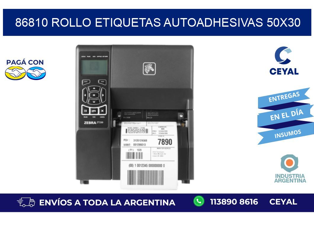 86810 Rollo Etiquetas autoadhesivas 50x30