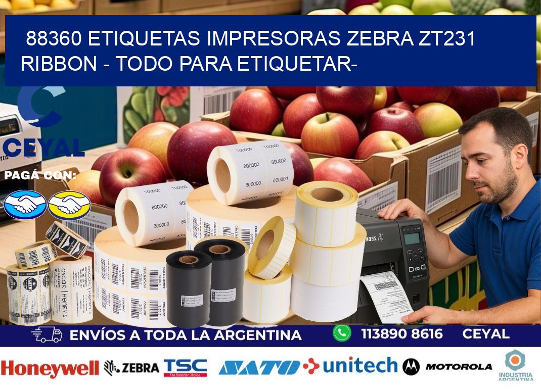 88360 etiquetas impresoras zebra zt231 ribbon – Todo para Etiquetar-