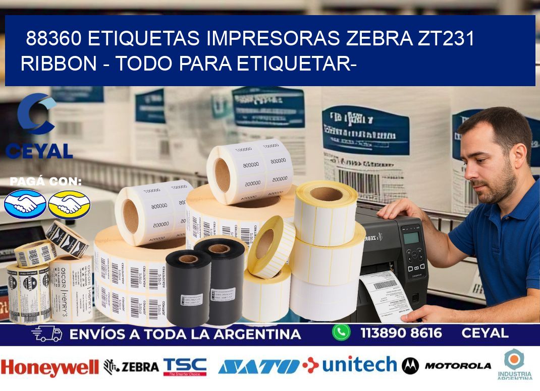 88360 etiquetas impresoras zebra zt231 ribbon - Todo para Etiquetar-