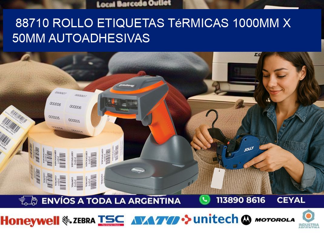 88710 Rollo Etiquetas Térmicas 1000mm X 50mm Autoadhesivas
