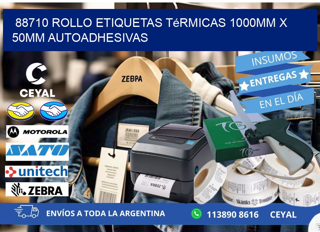 88710 Rollo Etiquetas Térmicas 1000mm X 50mm Autoadhesivas