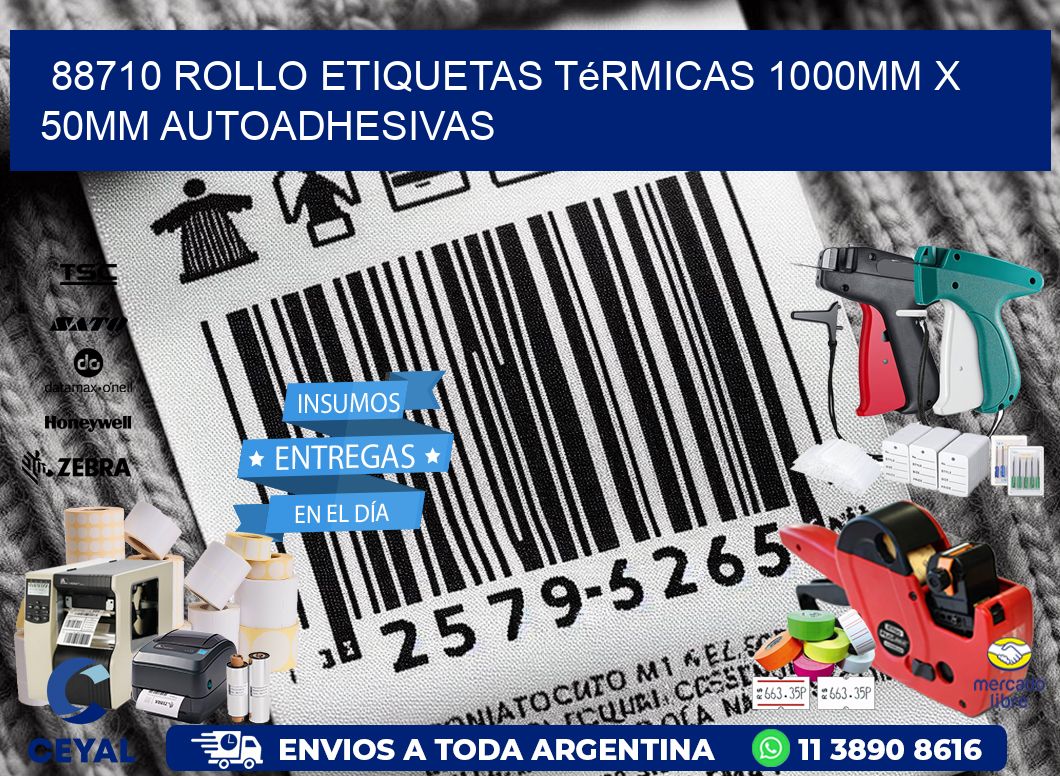 88710 Rollo Etiquetas Térmicas 1000mm X 50mm Autoadhesivas