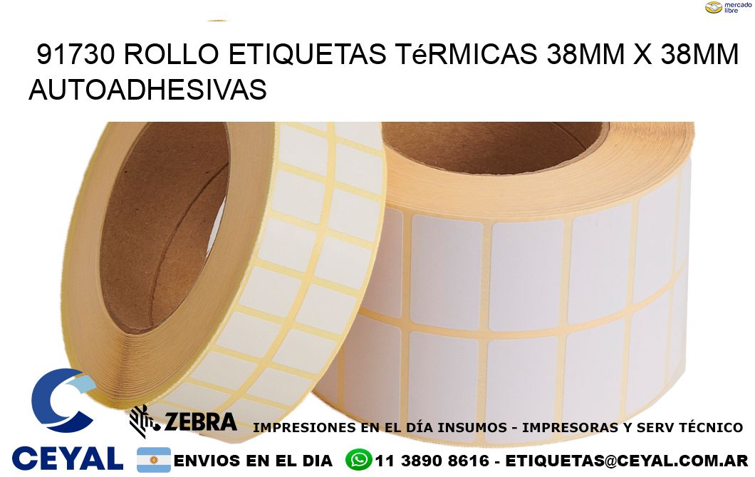 91730 Rollo Etiquetas Térmicas 38mm X 38mm Autoadhesivas