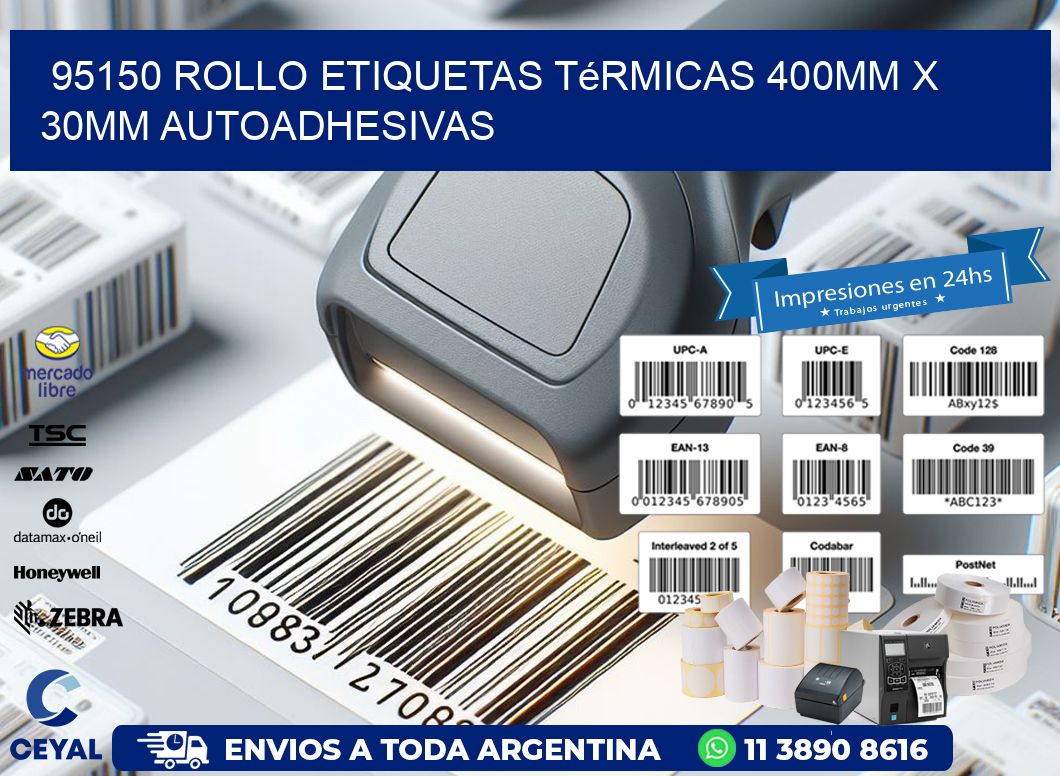 95150 Rollo Etiquetas Térmicas 400mm X 30mm Autoadhesivas