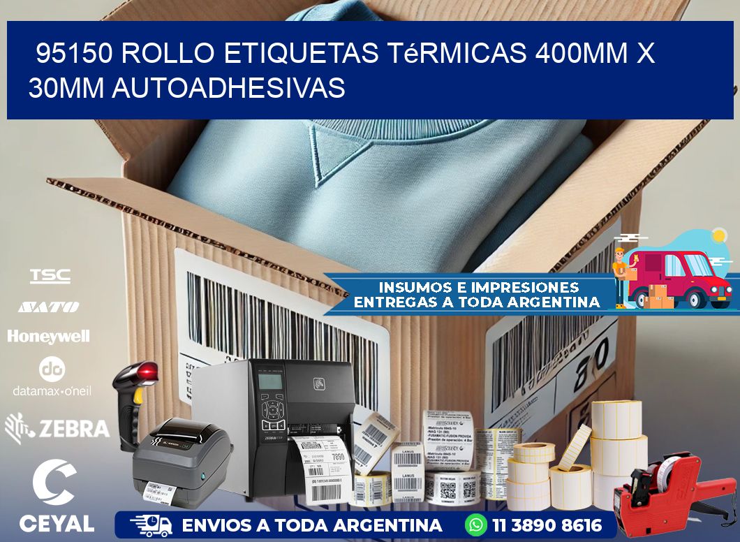 95150 Rollo Etiquetas Térmicas 400mm X 30mm Autoadhesivas