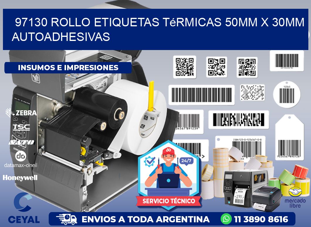 97130 Rollo Etiquetas Térmicas 50mm X 30mm Autoadhesivas